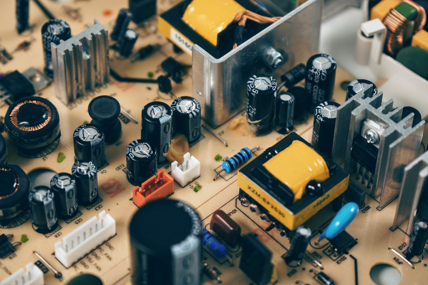 Close-up of circuit board inspection