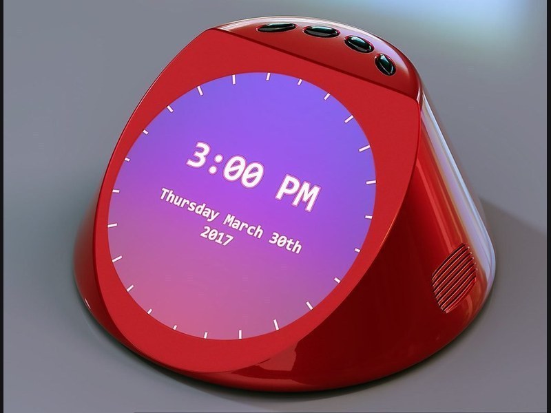 Smart display clock with colour screen and speaker grille